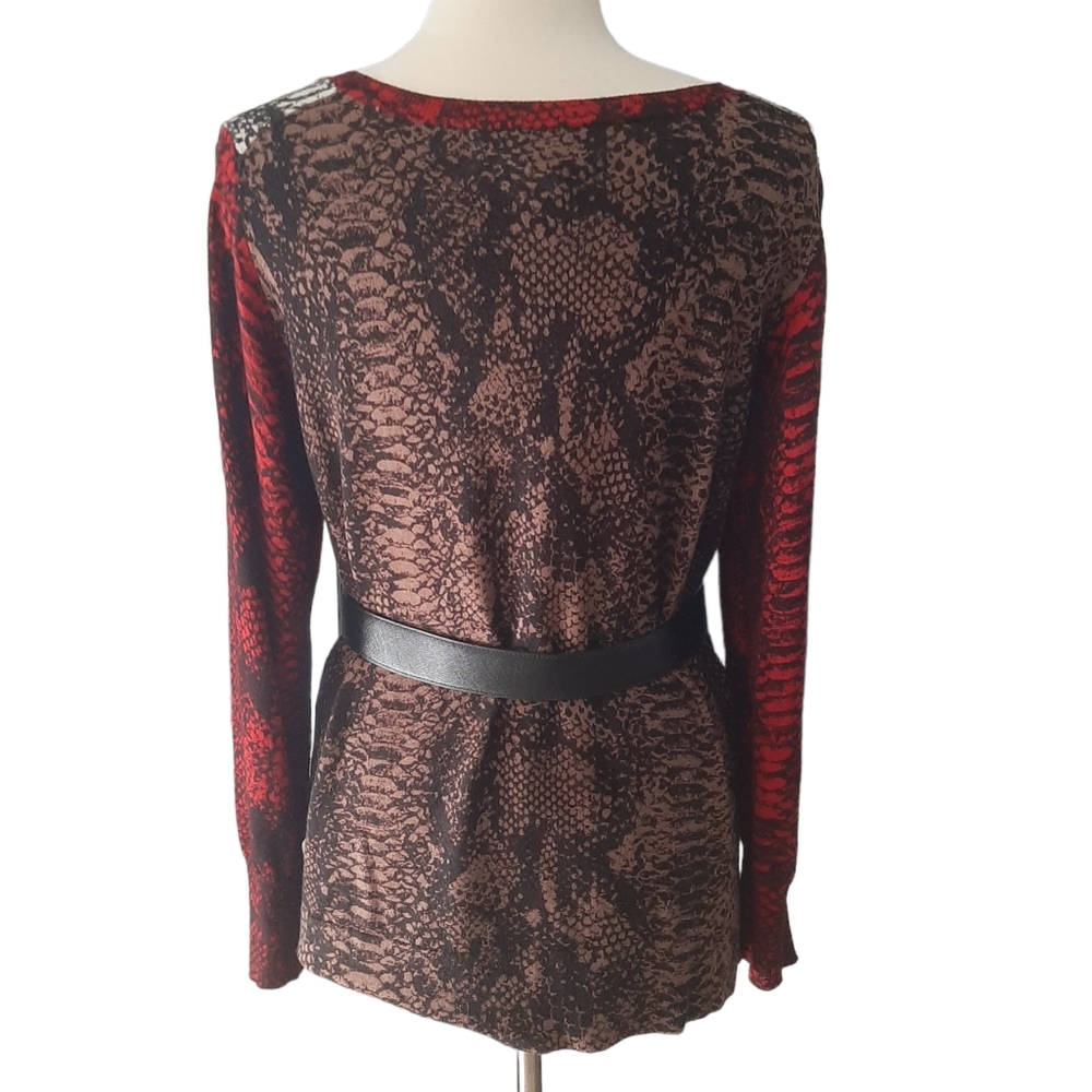 Peck & Peck Snakeskin Print Color Block Sweater - image 3